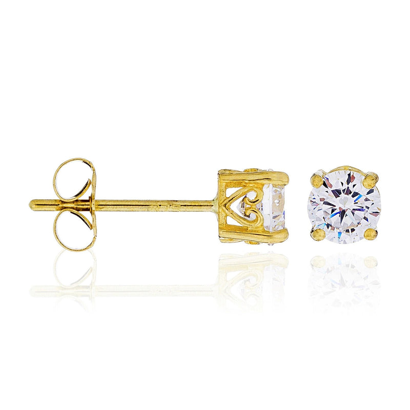 Boucles D'Oreilles "Simply You" - 4Mm Or Jaune 375/1000 Et Zirconium