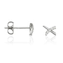 Boucles D'Oreilles "Croisillons" Or Blanc 375/1000 Et Zirconium