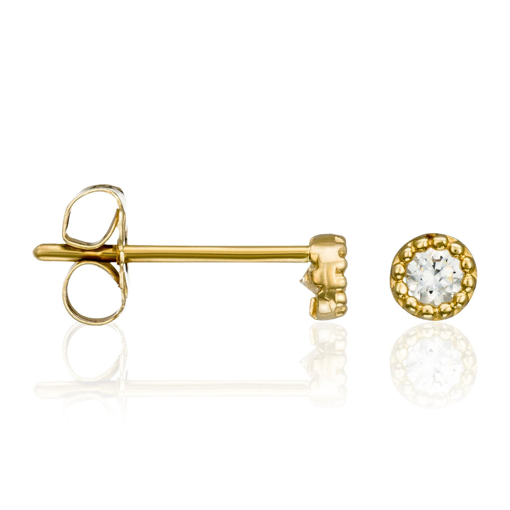 Pendientes “Pequeñas Rondas 2 Mm” Oro Amarillo 375/1000 Y Circonitas