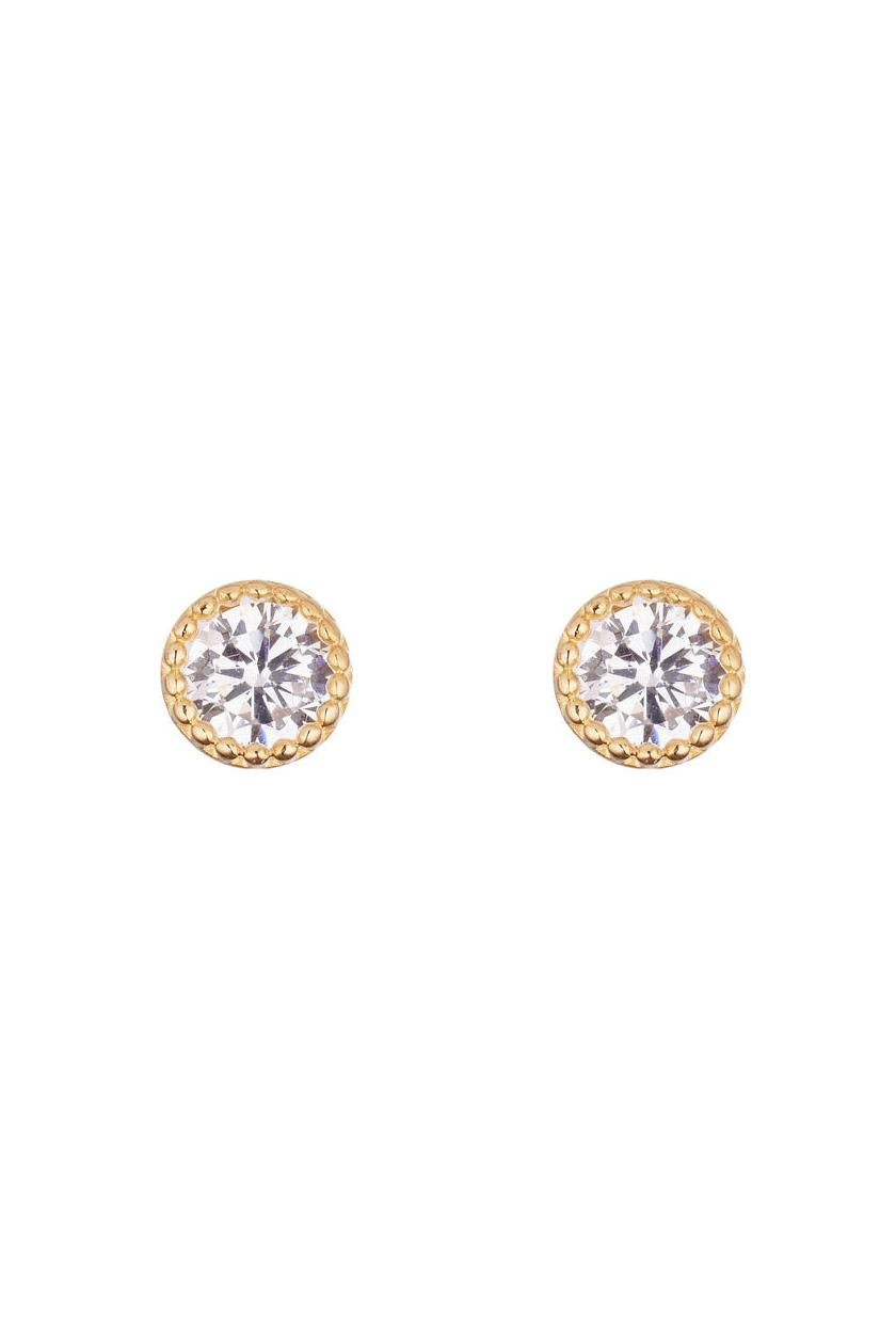 Pendientes “Pequeñas Rondas 2 Mm” Oro Amarillo 375/1000 Y Circonitas