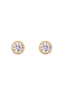 Boucles D'Oreilles "Petits Ronds 2 Mm" Or Jaune 375/1000 Et Zirconium