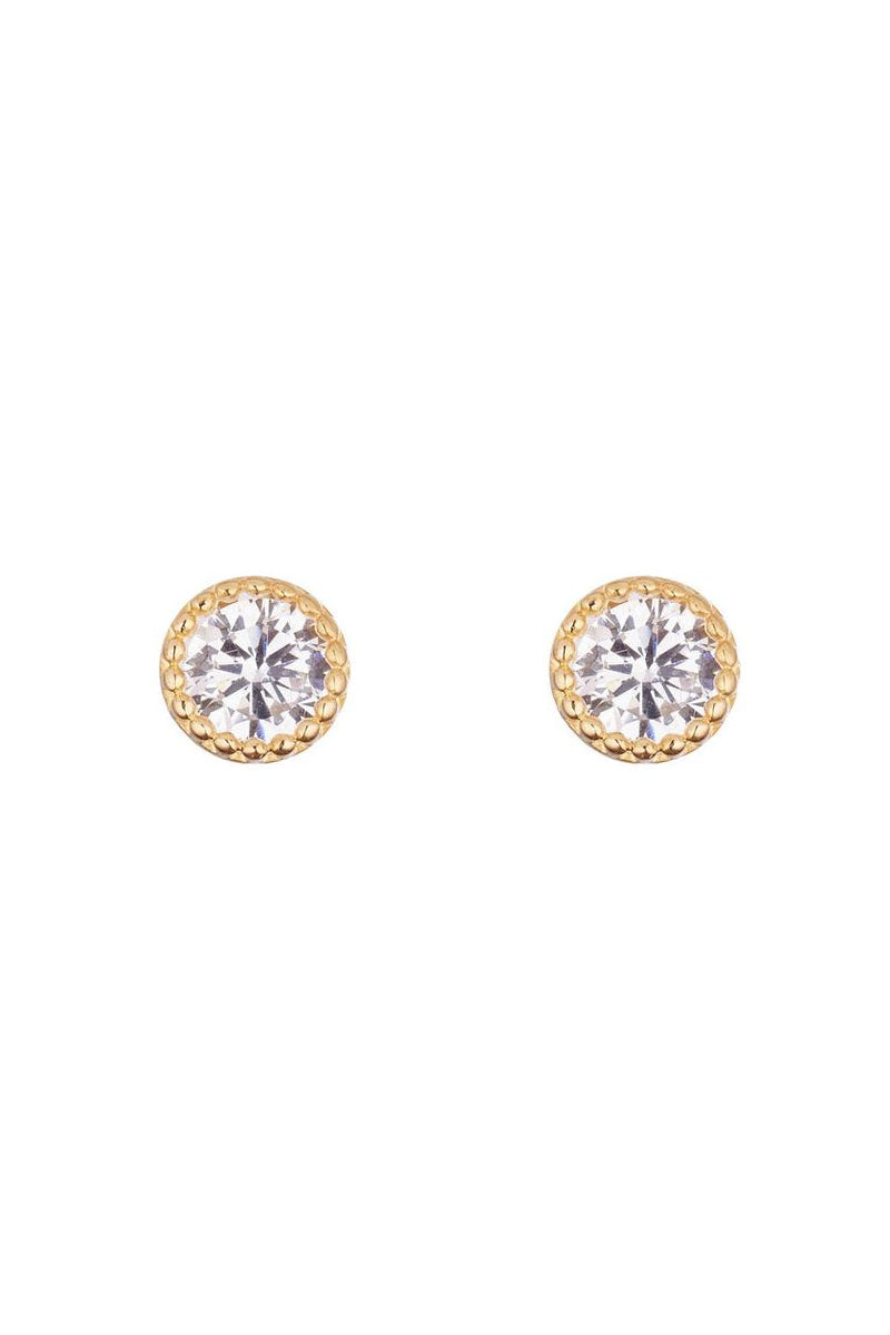 Boucles D'Oreilles "Petits Ronds 2 Mm" Or Jaune 375/1000 Et Zirconium