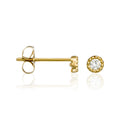 "Small Round 2mm" Earrings in 375/1000 Yellow Gold and Zirconium