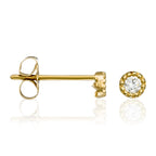 Pendientes “Pequeñas Rondas 2 Mm” Oro Amarillo 375/1000 Y Circonitas