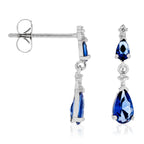 Boucle D'Oreilles "Goutte Couleur Saphir" Or Blanc 375/1000