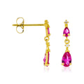 Ruby-Colored Drop Earrings in 375/1000 Yellow Gold