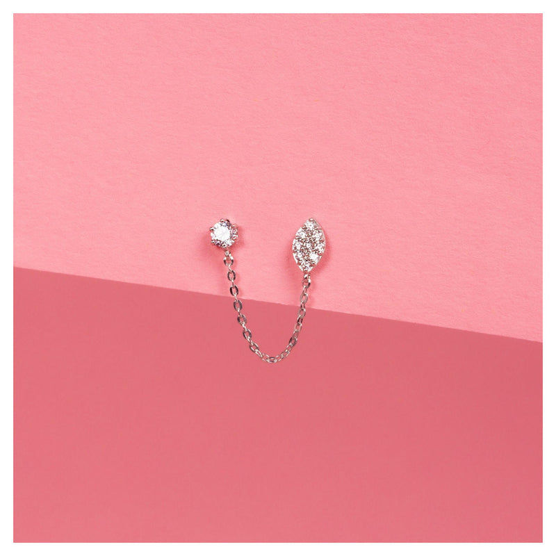 Boucles D'Oreilles Unitaire "Princière" - Or Blanc 375/1000