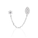 Boucles D'Oreilles Unitaire "Princière" - Or Blanc 375/1000