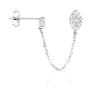 Boucles D'Oreilles Unitaire "Princière" - Or Blanc 375/1000