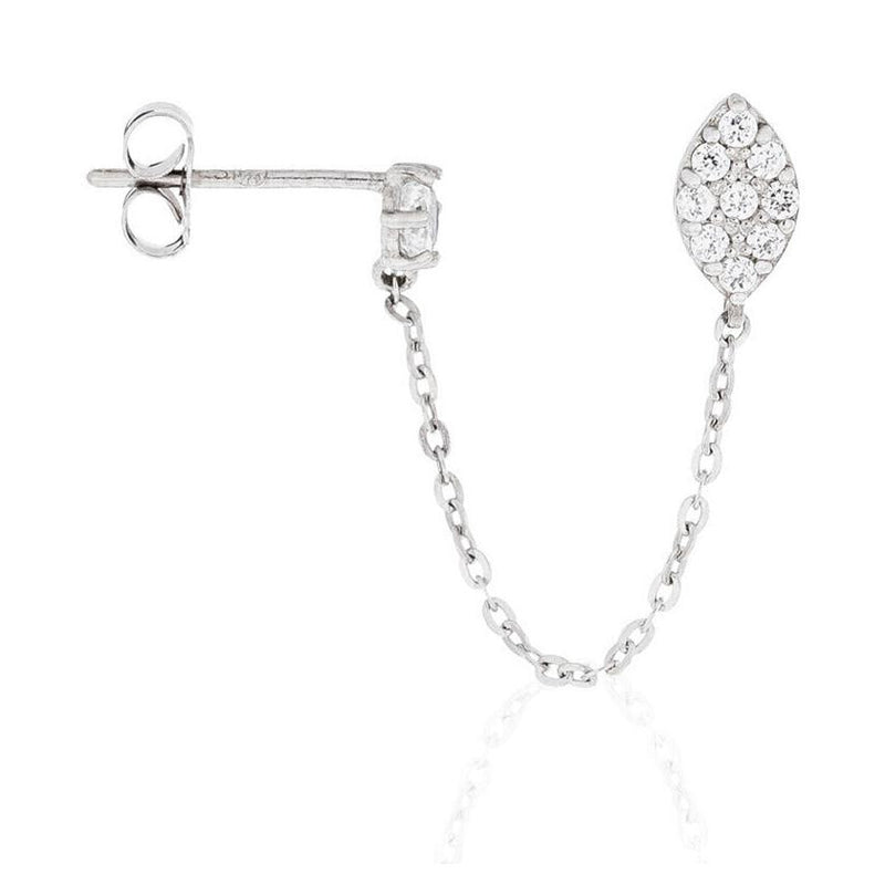 Boucles D'Oreilles Unitaire "Princière" - Or Blanc 375/1000