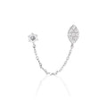 Boucle D'Oreille Unitaire "Princière" Or Blanc 375/1000