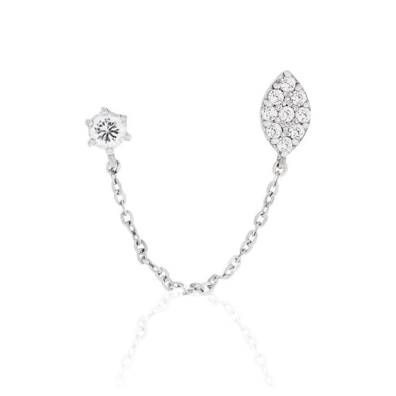 Boucles D'Oreilles Unitaire "Princière" - Or Blanc 375/1000