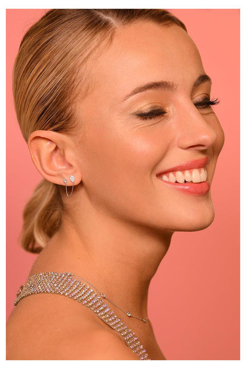 Boucles D'Oreilles Unitaire "Princière" - Or Blanc 375/1000