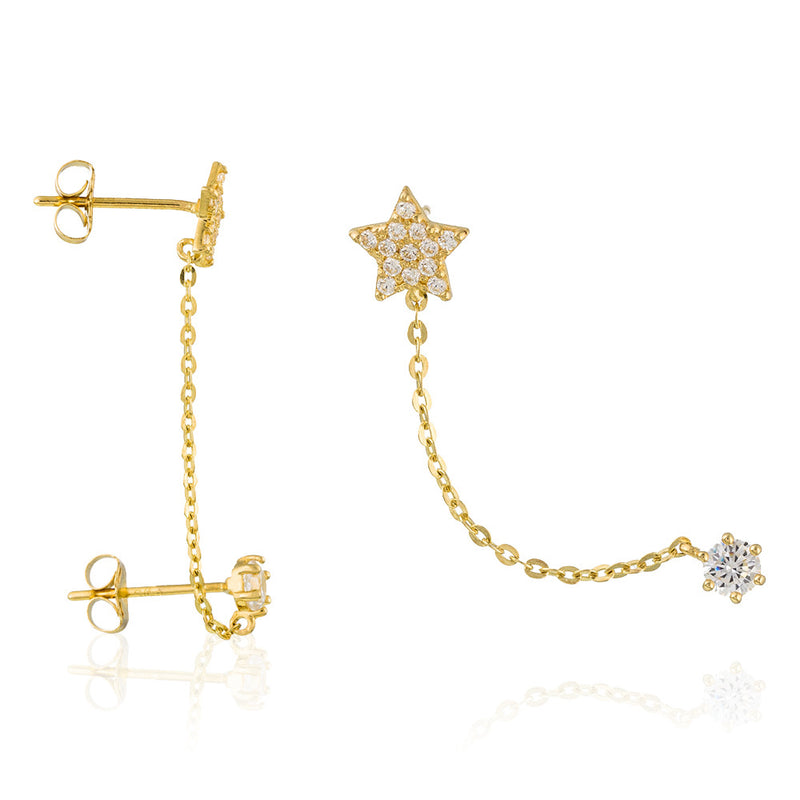 Pendiente único de noche estrellada - oro amarillo