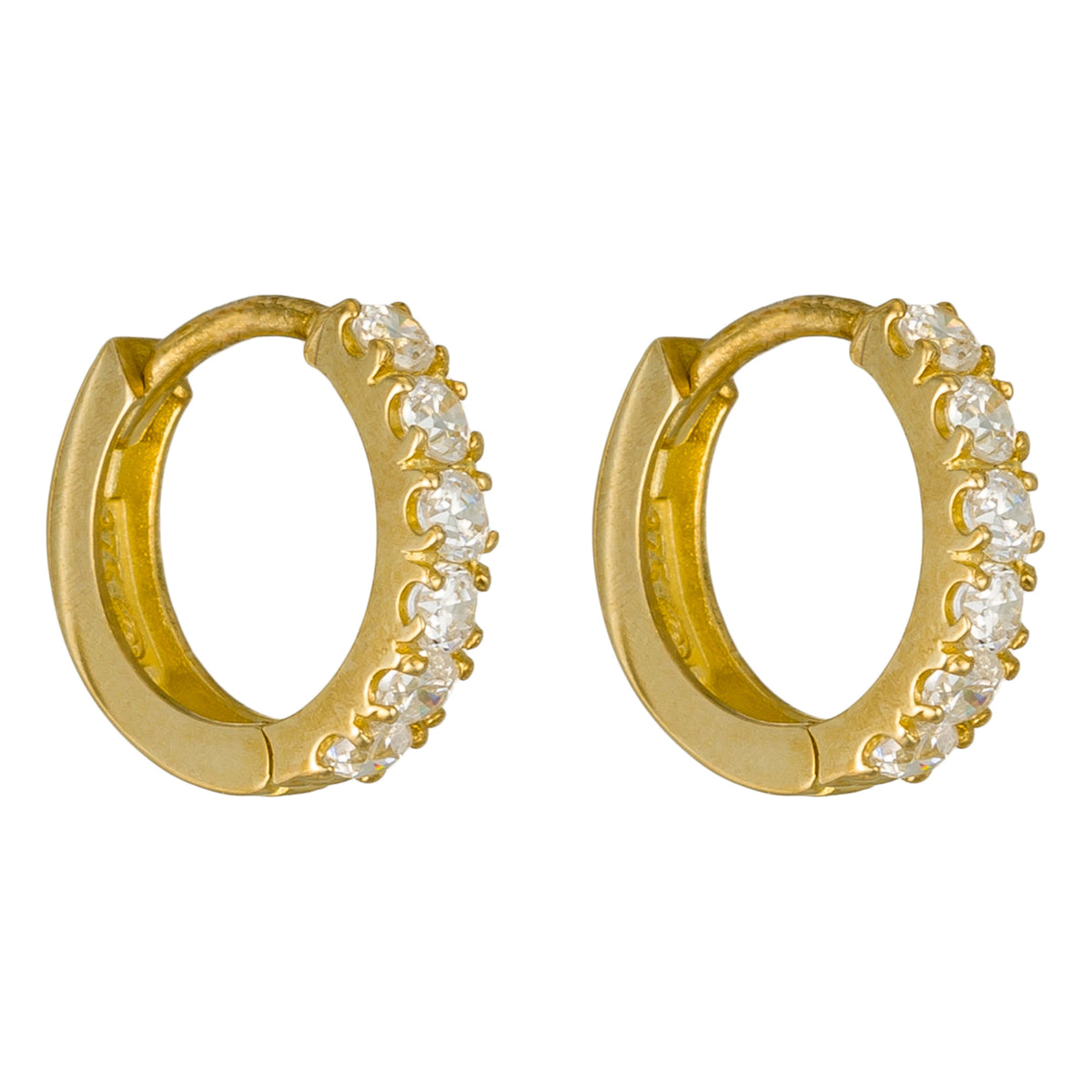 Boucles D'Oreilles "Quality" Or Jaune 375/1000 Et Zirconium