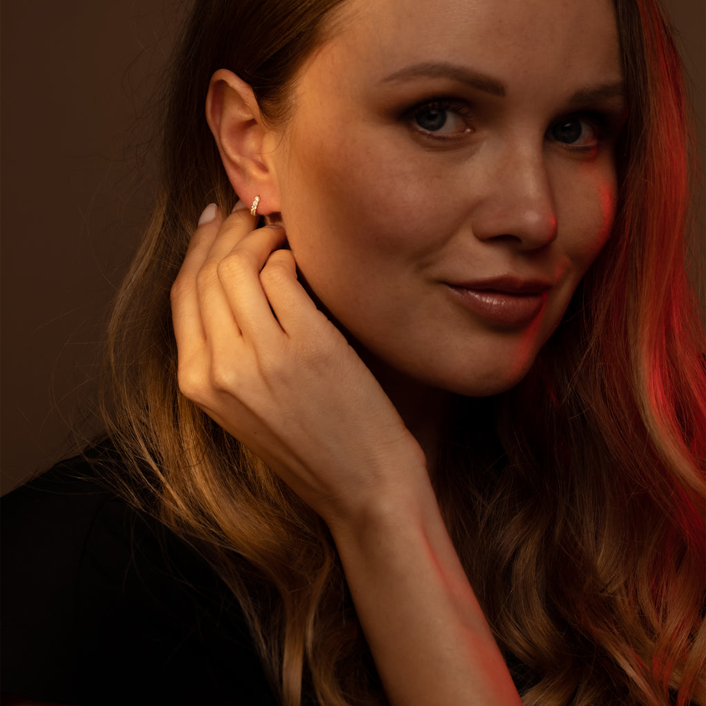 Boucles D'Oreilles "Quality" Or Jaune 375/1000 Et Zirconium