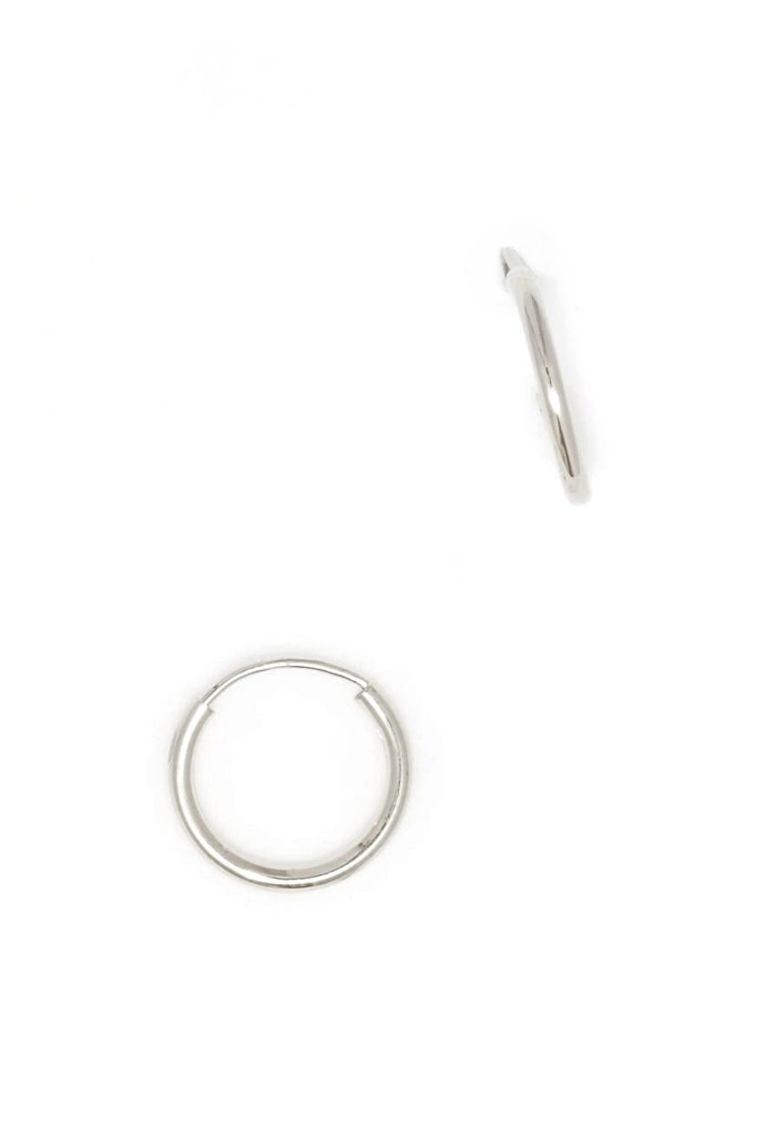 375/1000 White Gold “Simplicity 12 Mm” Hoop Earrings