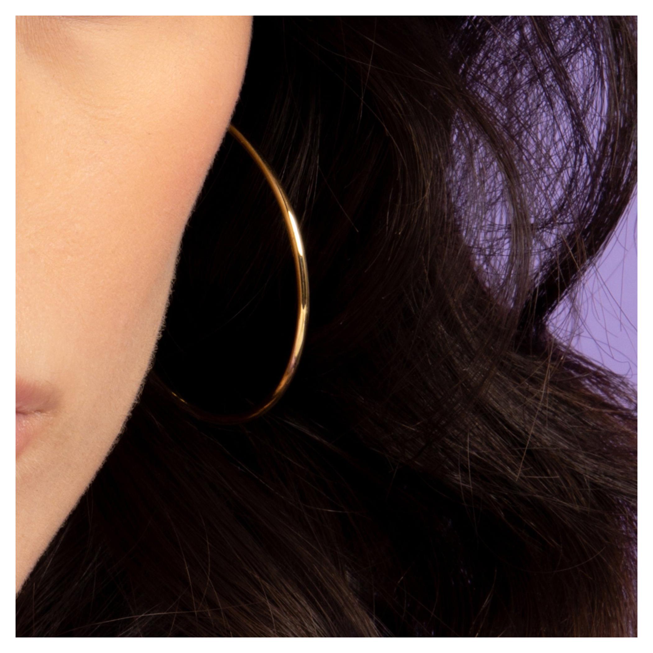 Boucles D'Oreilles "Créoles Elégance" - 50 Mm Or Jaune 375/1000