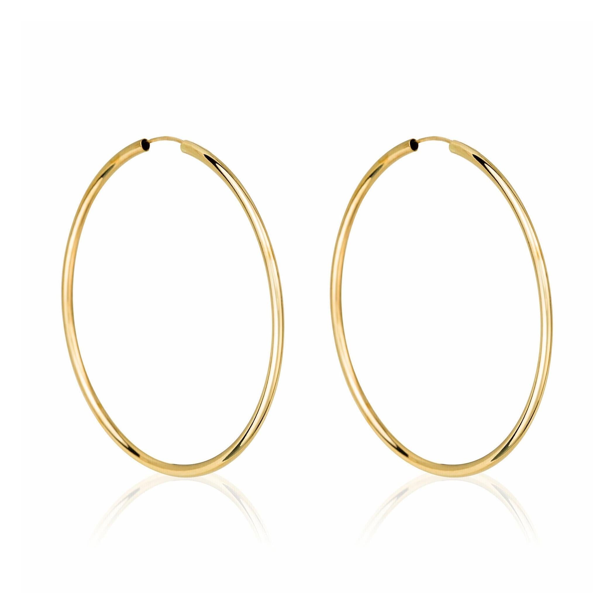 Boucles D'Oreilles "Créoles Elégance" - 50 Mm Or Jaune 375/1000