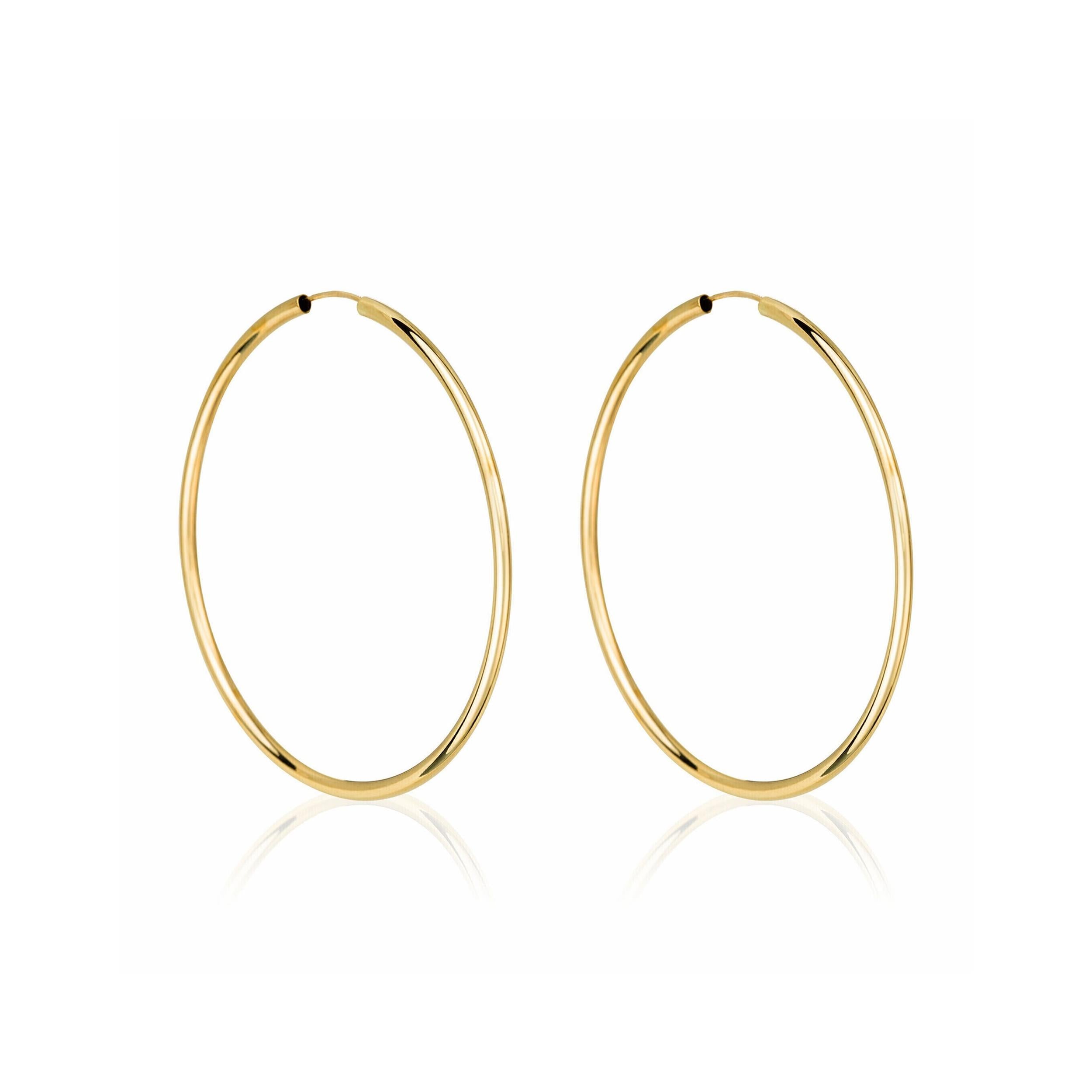 Boucle D'Oreilles "Créoles Elégance" 50 Mm Or Jaune 375/1000