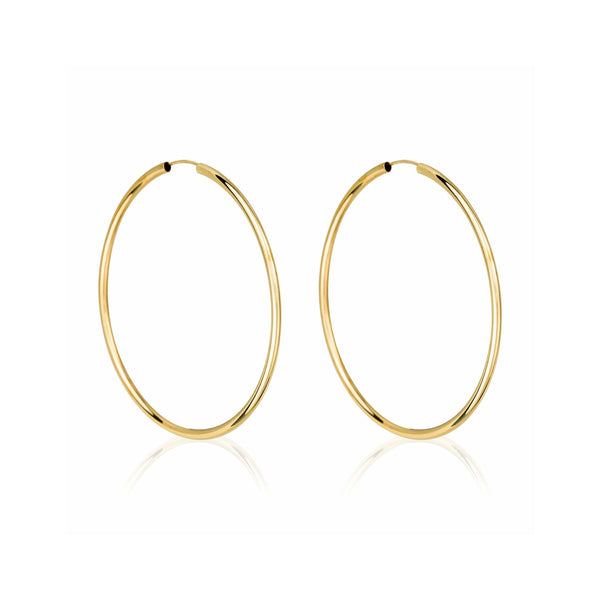 Boucle D'Oreilles "Créoles Elégance" 50 Mm Or Jaune 375/1000