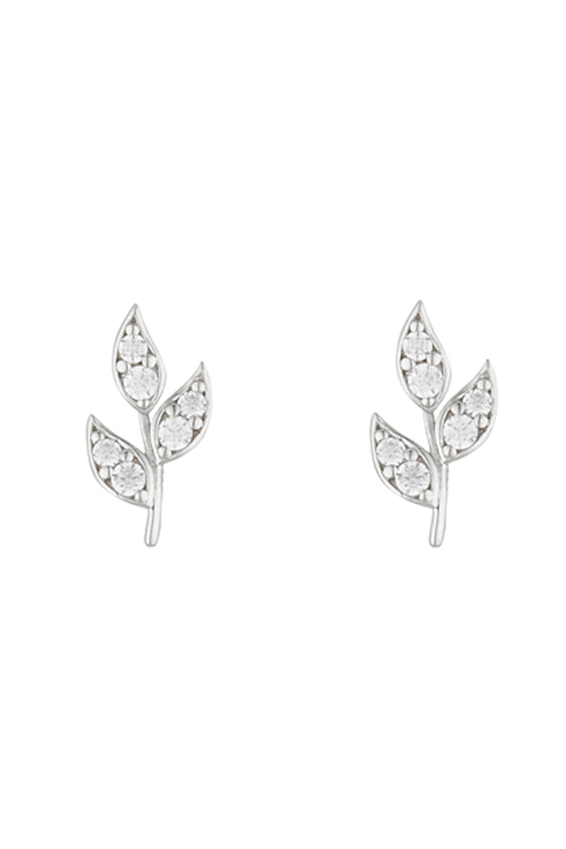 Boucle D'Oreilles " Three Petals" Or Blanc 375/1000 Et Zirconium