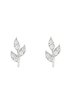 Boucle D'Oreilles " Three Petals" Or Blanc 375/1000 Et Zirconium