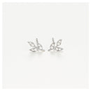 Boucles D'Oreilles " Three Petals" Or Blanc 375/1000 Et Zirconium