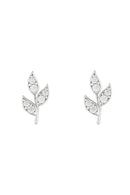 Boucles D'Oreilles " Three Petals" Or Blanc 375/1000 Et Zirconium