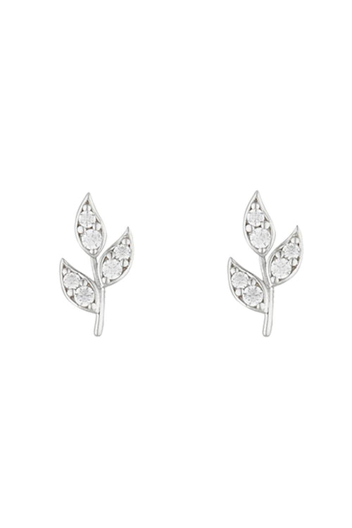 Boucles D'Oreilles " Three Petals" Or Blanc 375/1000 Et Zirconium