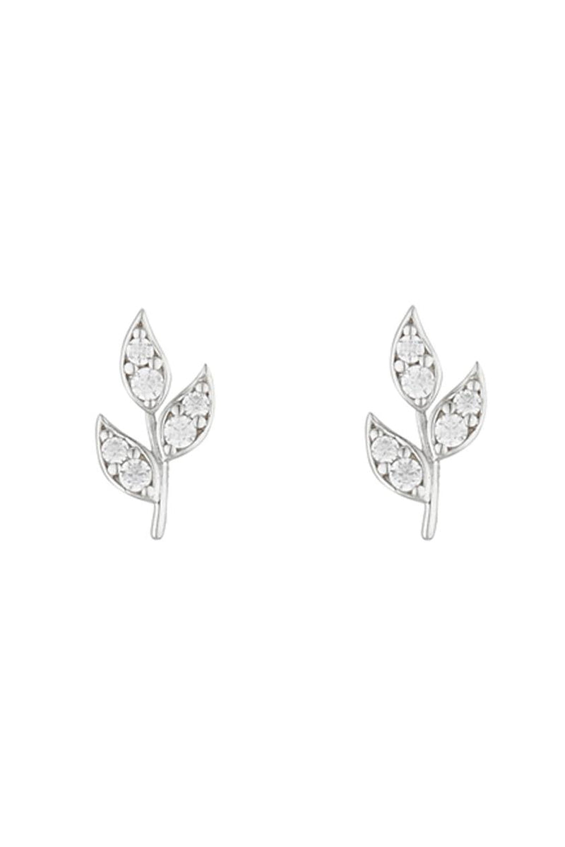 Boucles D'Oreilles " Three Petals" Or Blanc 375/1000 Et Zirconium