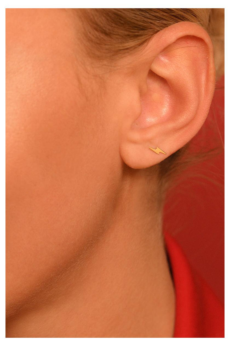 Boucles D'Oreilles Puce "Eclair Doré" - Or Jaune 375/1000