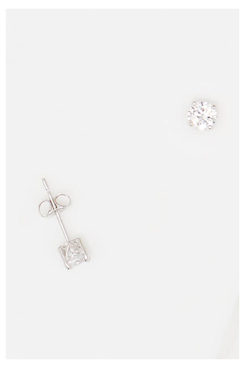 Boucles D'Oreillesunitaire Simply You - Or Blanc Et Zirconium