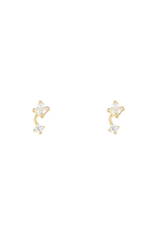 Boucles D'Oreilles "Duo Magique" Or Jaune 375/1000 Et Zircon
