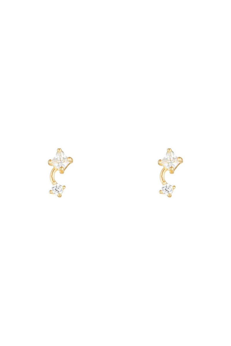 Boucles D'Oreilles "Duo Magique" Or Jaune 375/1000 Et Zircon
