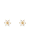 Boucles D'Oreilles Puce "Douce Marguerite" Or Jaune 375/1000 Et Zircon