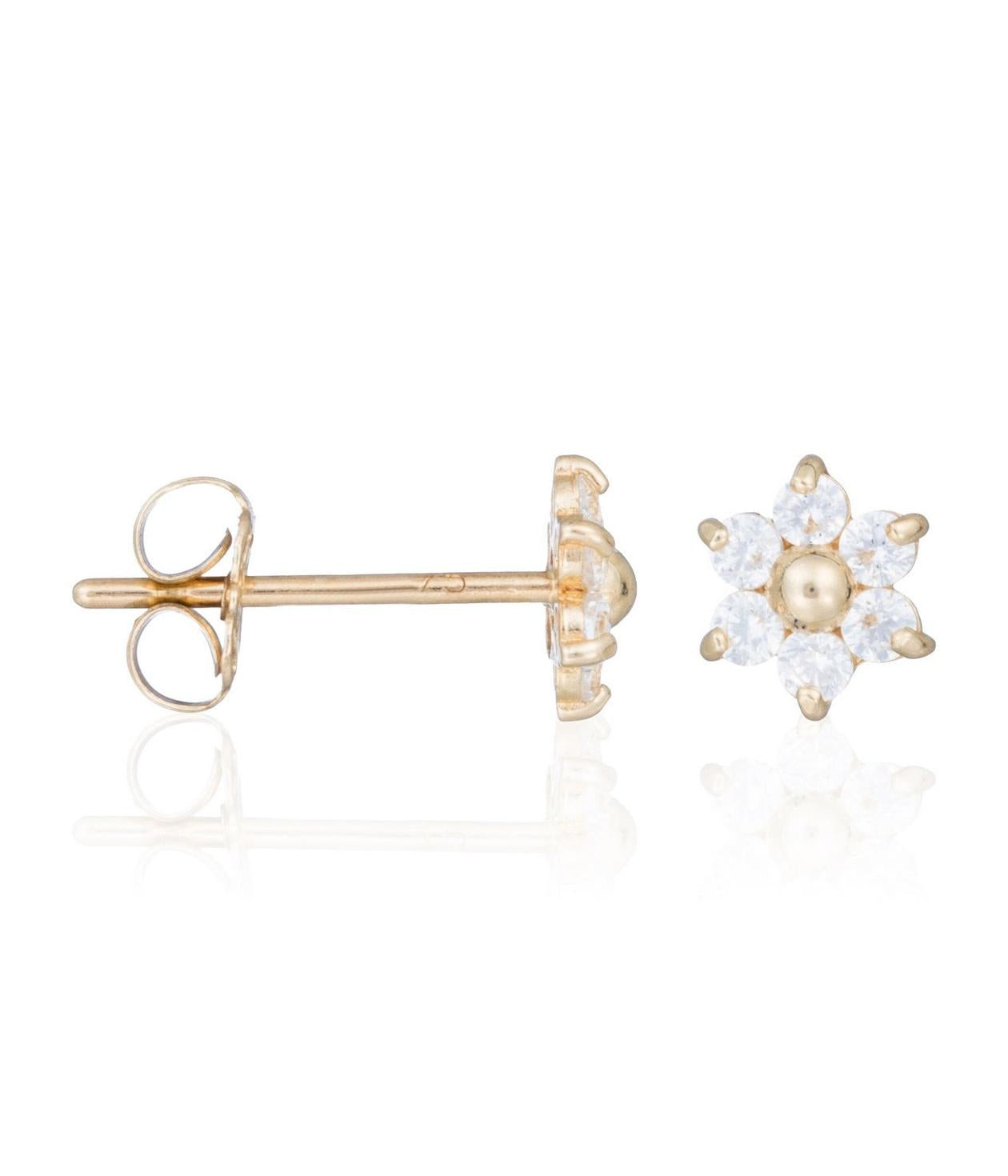 Pendientes Puce “Douce Marguerite” – Oro amarillo 375/1000 y circonitas