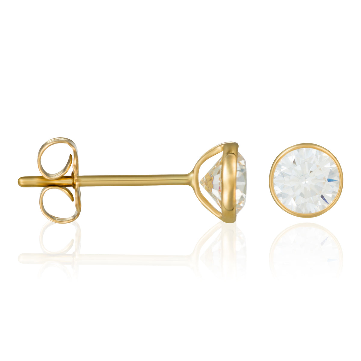 Boucles D'Oreilles Puce "Ferveur" Or Jaune 375/1000 Et Zircon