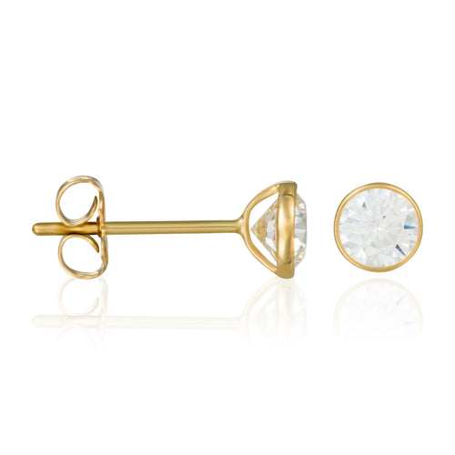 Boucles D'Oreilles Puce "Ferveur" Or Jaune 375/1000 Et Zircon