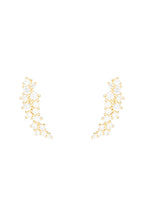 Boucles D'Oreilles "Fleurs Scintillantes" Or Jaune 375/1000 Et Zircon