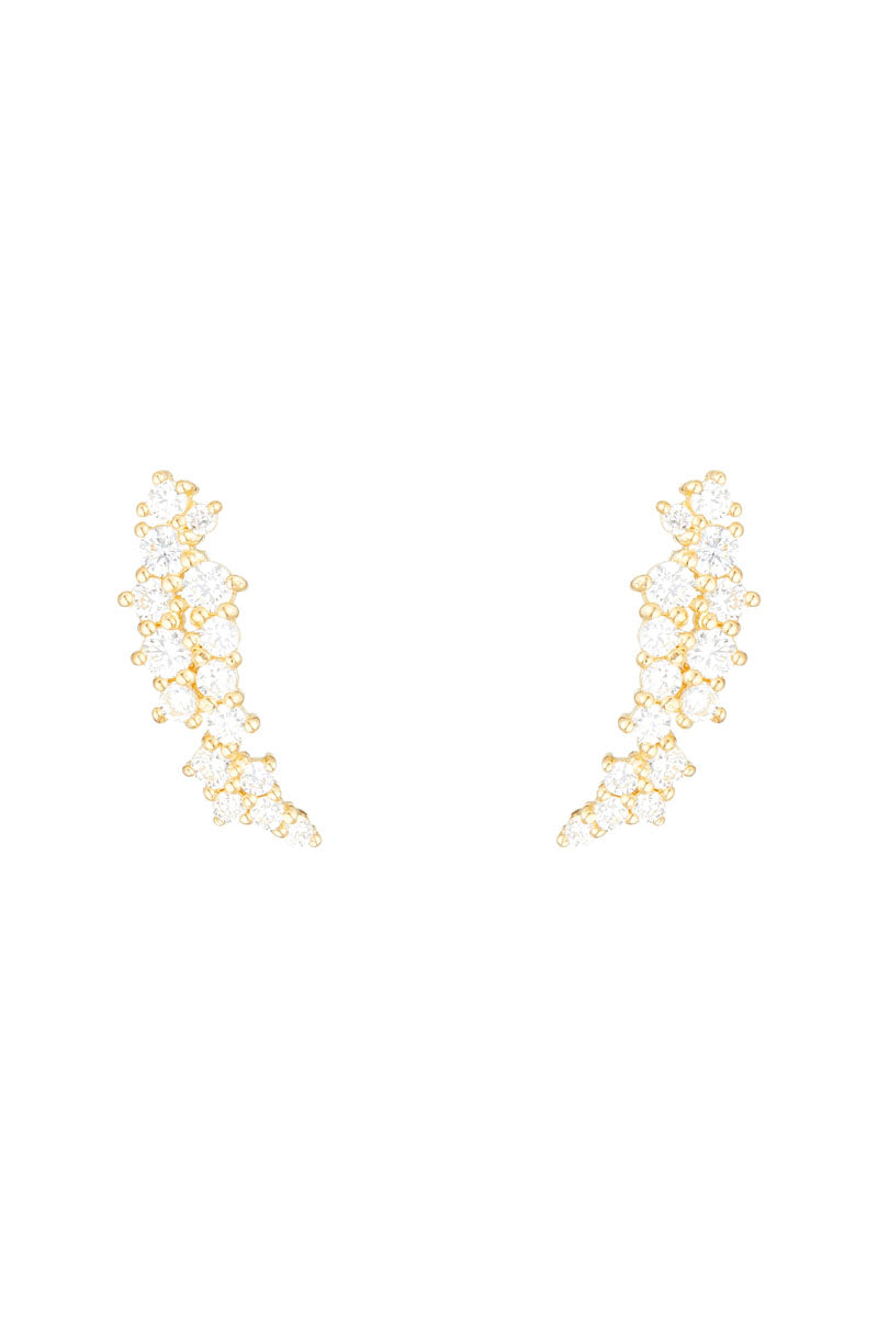 Boucles D'Oreilles "Fleurs Scintillantes" Or Jaune 375/1000 Et Zircon