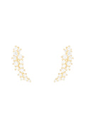 Boucles D'Oreilles "Fleurs Scintillantes" Or Jaune 375/1000 Et Zircon