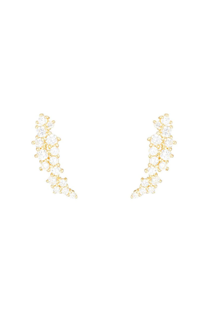 Pendientes "Flores Centelleantes" Oro Amarillo 375/1000 y Circón