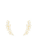 Boucles D'Oreilles "Fleurs Scintillantes" Or Jaune 375/1000 Et Zircon