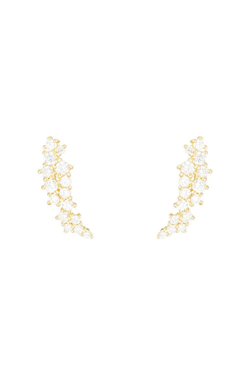 Boucles D'Oreilles "Fleurs Scintillantes" Or Jaune 375/1000 Et Zircon