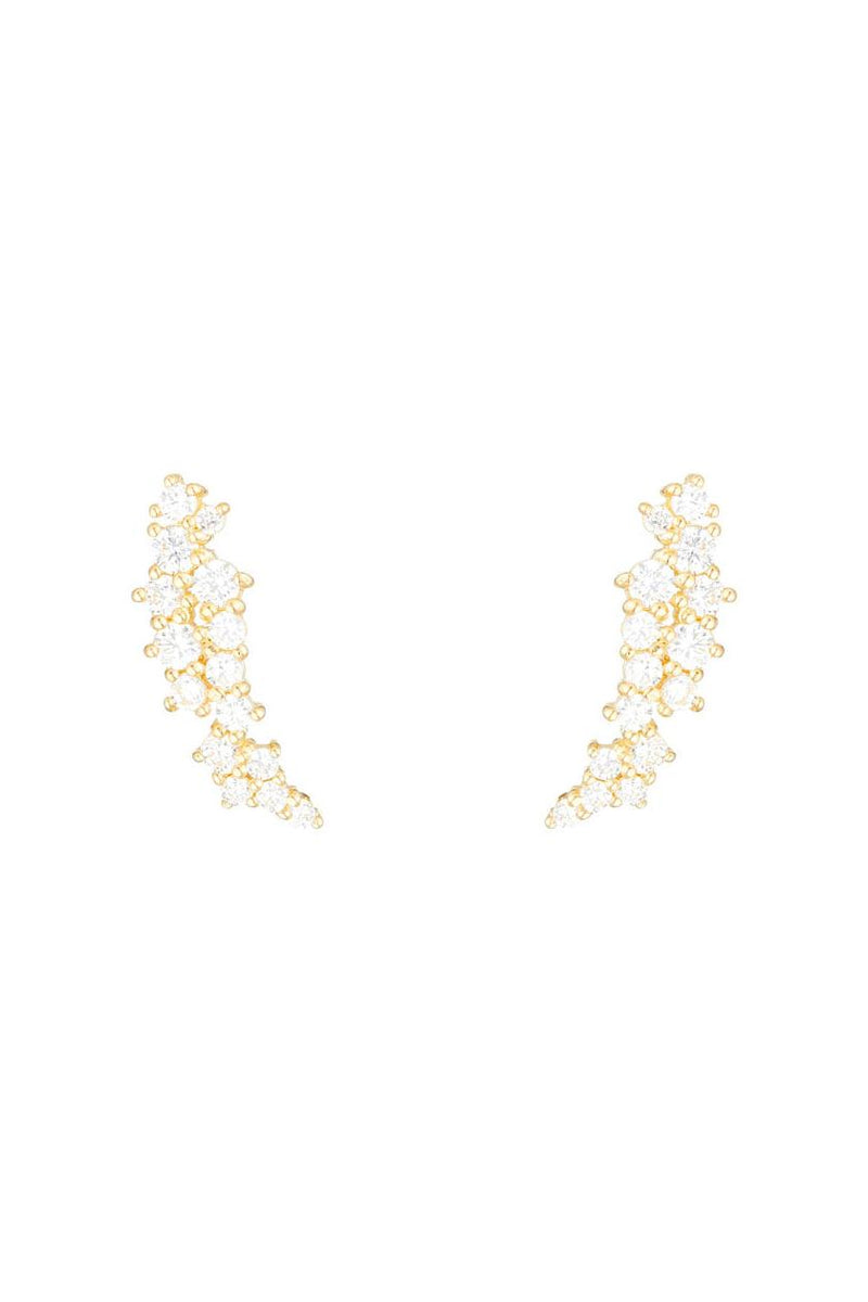Boucles D'Oreilles "Fleurs Scintillantes" Or Jaune 375/1000 Et Zircon
