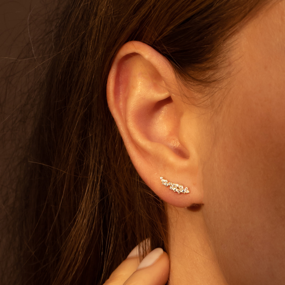 Boucles D'Oreilles "Fleurs Scintillantes" Or Jaune 375/1000 Et Zircon