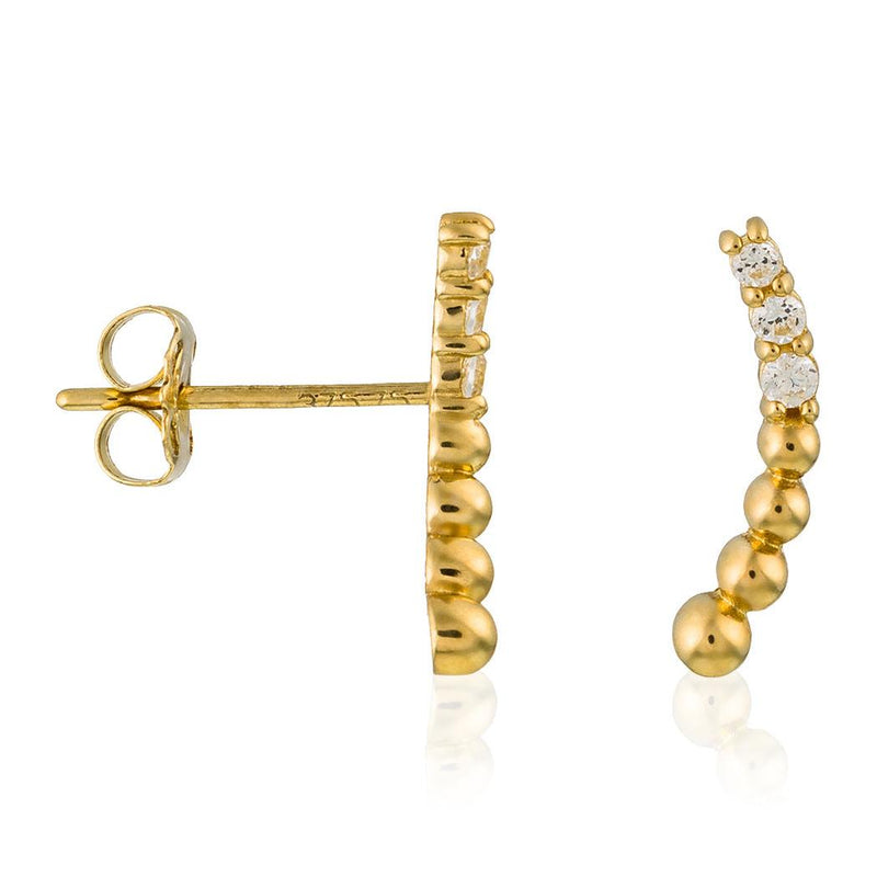 Boucles D'Oreilles Dépareillées "Grimpante Et Puce" Or Jaune 375/1000