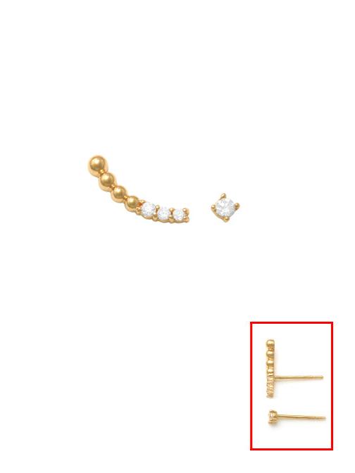 Boucles D'Oreilles Dépareillées "Grimpante Et Puce" Or Jaune 375/1000