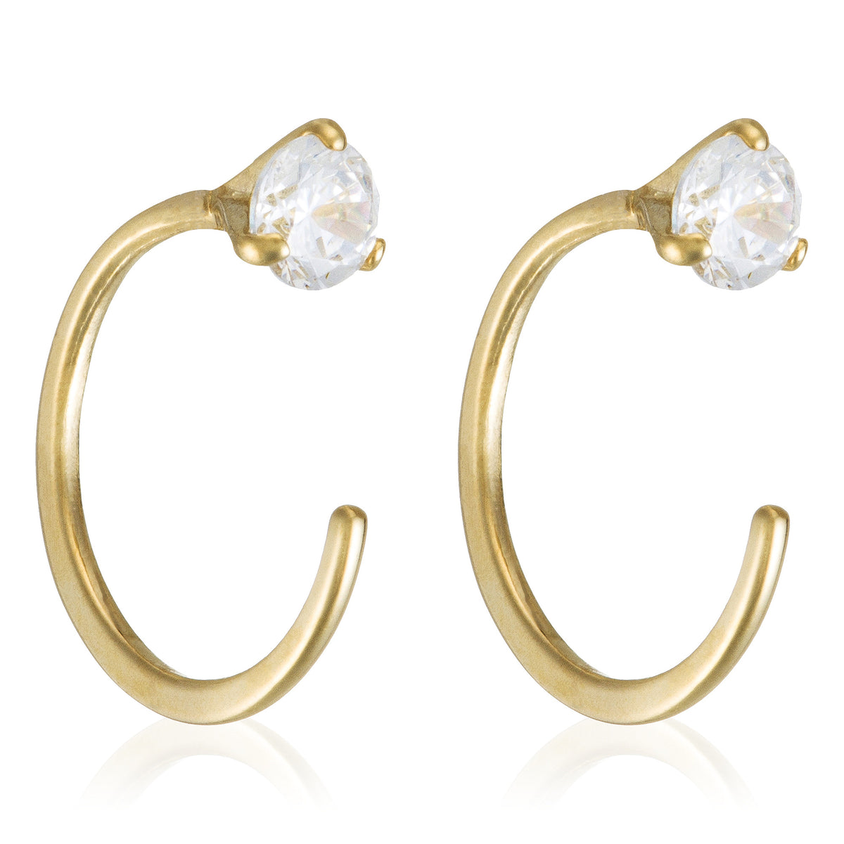 Boucles D'Oreilles "Arc Brillant" Or Jaune 375/1000